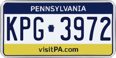 PA license plate KPG3972