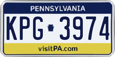 PA license plate KPG3974