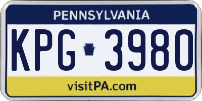 PA license plate KPG3980