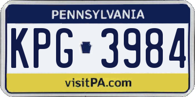 PA license plate KPG3984