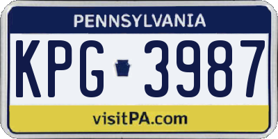 PA license plate KPG3987