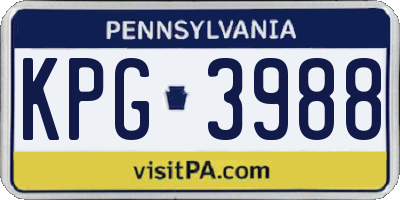 PA license plate KPG3988