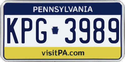 PA license plate KPG3989