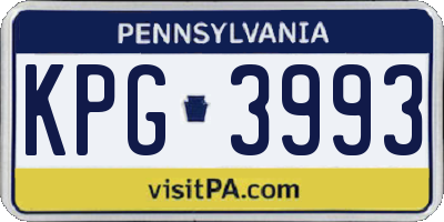 PA license plate KPG3993