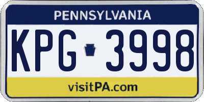 PA license plate KPG3998