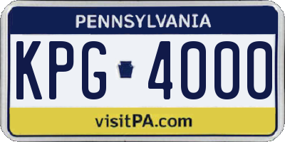PA license plate KPG4000