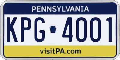 PA license plate KPG4001