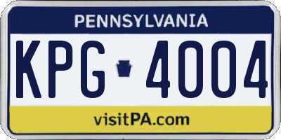 PA license plate KPG4004