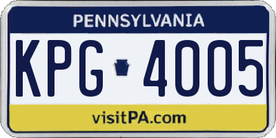 PA license plate KPG4005