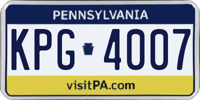 PA license plate KPG4007