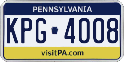 PA license plate KPG4008