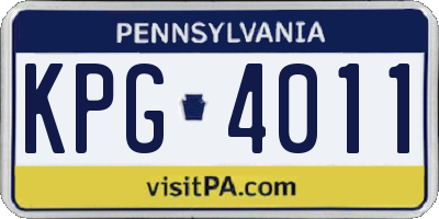 PA license plate KPG4011