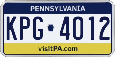 PA license plate KPG4012