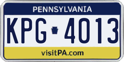 PA license plate KPG4013