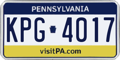 PA license plate KPG4017