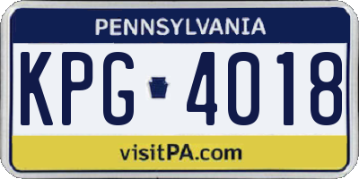 PA license plate KPG4018