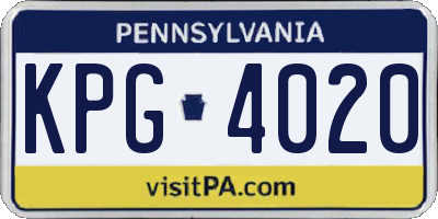 PA license plate KPG4020