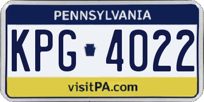 PA license plate KPG4022