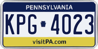 PA license plate KPG4023