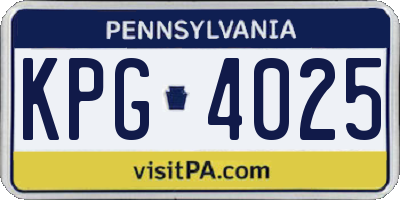 PA license plate KPG4025