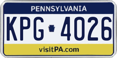 PA license plate KPG4026