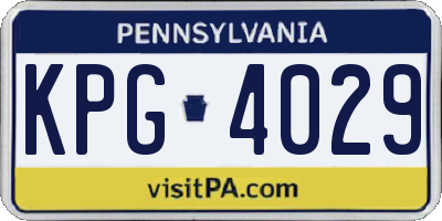 PA license plate KPG4029