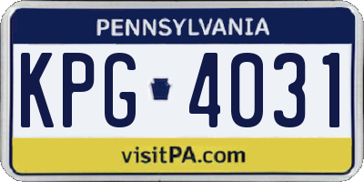 PA license plate KPG4031