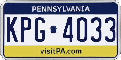 PA license plate KPG4033