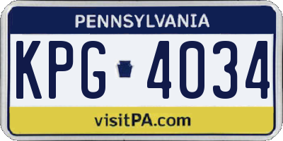 PA license plate KPG4034
