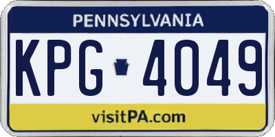 PA license plate KPG4049