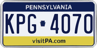 PA license plate KPG4070