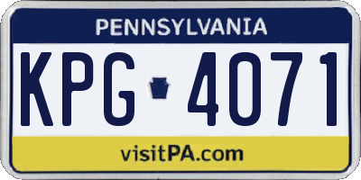 PA license plate KPG4071