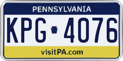 PA license plate KPG4076