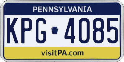 PA license plate KPG4085