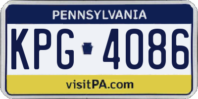 PA license plate KPG4086
