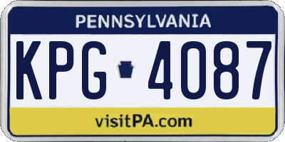 PA license plate KPG4087
