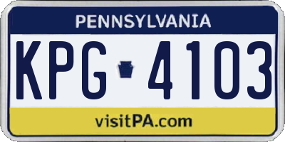 PA license plate KPG4103
