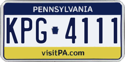 PA license plate KPG4111