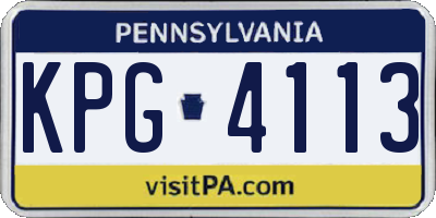 PA license plate KPG4113