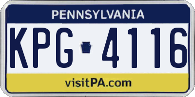 PA license plate KPG4116