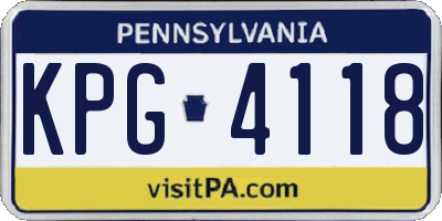 PA license plate KPG4118