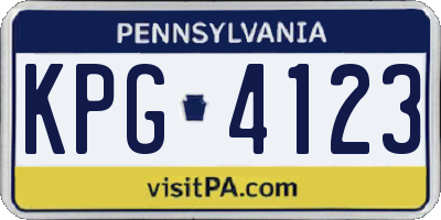 PA license plate KPG4123
