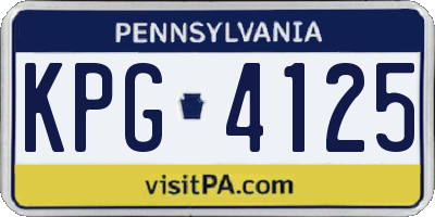 PA license plate KPG4125