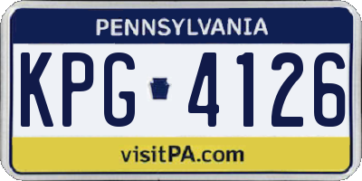 PA license plate KPG4126
