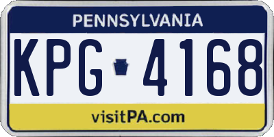 PA license plate KPG4168