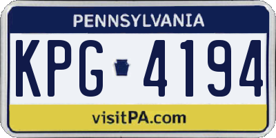 PA license plate KPG4194