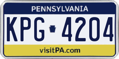 PA license plate KPG4204