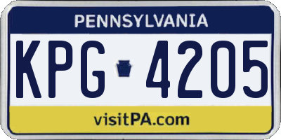 PA license plate KPG4205