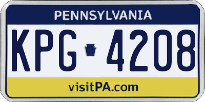PA license plate KPG4208