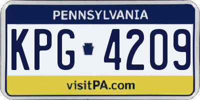 PA license plate KPG4209